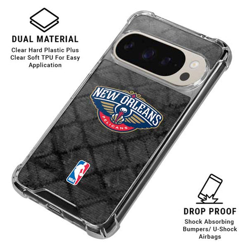 NBA New Orleans Pelicans Dark Rust Pixel 9/9 Pro Clear Case